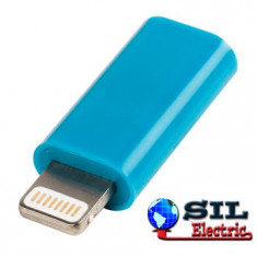 Adaptor USB lightning tata micro USB mama, albastru foto