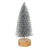 Brad Decorativ Glitter, Argintiu, Lemn, 17cm, Oem