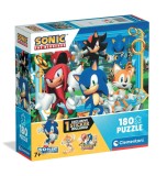 Puzzle Clementoni, Sonic the Hedgehog si Knuckles cu sticker inclus, 180 piese
