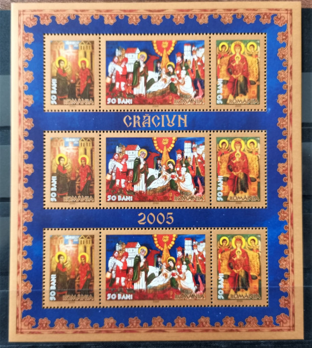 ROMANIA - Craciun 2005 - Bloc dantelat cu 3 serii - LP 1704 b - MNH perfect