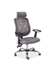 Scaun de birou cu mesh, SL Q118, ergonomic, brate si tetiera ajustabile, cadru metalic, mecanism balans, 100 kg, Gri