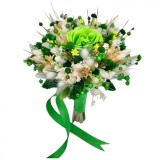Buchet mic cu trandafir si mix de flori naturale uscate, alb- verde, Eventissimi&reg;