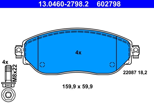 ATE 13.0460-2798.2 set placute frana,frana disc