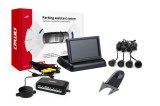 Set senzori de parcare AMiO TFT02 4,3 inch cu camera marsarier HD-502-IR, 4 senzori spate negri Gold, afisaj si indicator digital de distanta