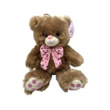 Ursulet din plus maro cu papion roz 20cm