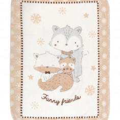 Paturica moale Super Soft 80 x 110 cm Funny Friends Beige