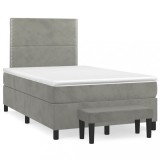 VidaXL Pat box spring cu saltea, gri deschis, 120x190 cm, catifea 3270463