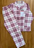 Pijama iarna carouri roz cu alb bumbac fata Sinsay noua 4/5 ani