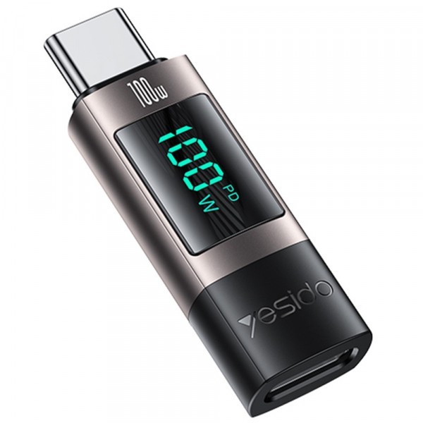 Adaptor Date si Incarcare USB-C - USB-C Yesido GS24 Display, Gri