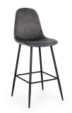 Cumpara ieftin Set 4 scaune bar otel negru catifea gri Irelia 44x53x112 cm