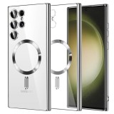Husa premium Samsung Galaxy S23 Ultra Techsuit Luxury Crystal MagSafe, argintiu