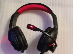 Casti gaming HG8928 RED, over-ear, 40 mm, jack 3.5 mm, USB (pentru iluminare) foto