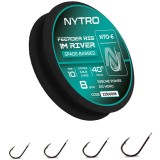 Carlige Legate NYTRO Feeder Rig River NTO-6 Hooks to Nylon 100cm, 0.17mm, 5.2lbs/2.36kg, Nr.12, 8buc/tambur