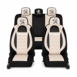 Set Huse Scaune Universale Racing, Bej cu Negru Personalizate cu Peugeot