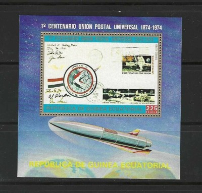 GUINEA ECUATORIALA - 1974 CENTENAR UPU , COLITA NESTAMPILATA foto