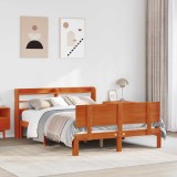 vidaXL Cadru de pat cu headboard 2 pcs Maroniu cerat Lemn de pin masiv 3422762