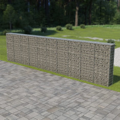 vidaXL Perete gabion cu capace, 600 x 30 x 150 cm, oțel galvanizat