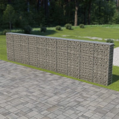 vidaXL Perete gabion cu capace, 600 x 30 x 150 cm, oțel galvanizat foto