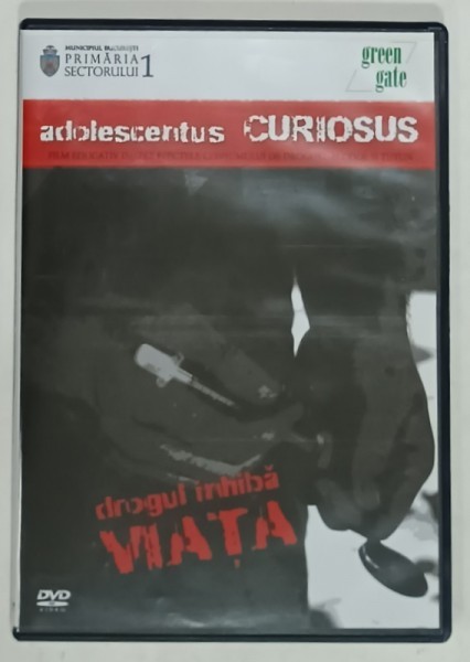 ADOLESCENTUS CURIOSUS , FILM EDUCATIV DESPRE EFECTELE CONSUMULUI DE DROGURI , DVD , ANII &#039;2000 ,