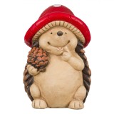 Decoratiune Gradina Ceramica Arici cu Palarie Ciuperca 30cm - Figurina Decorativa Exterior, Gradina, Terasa