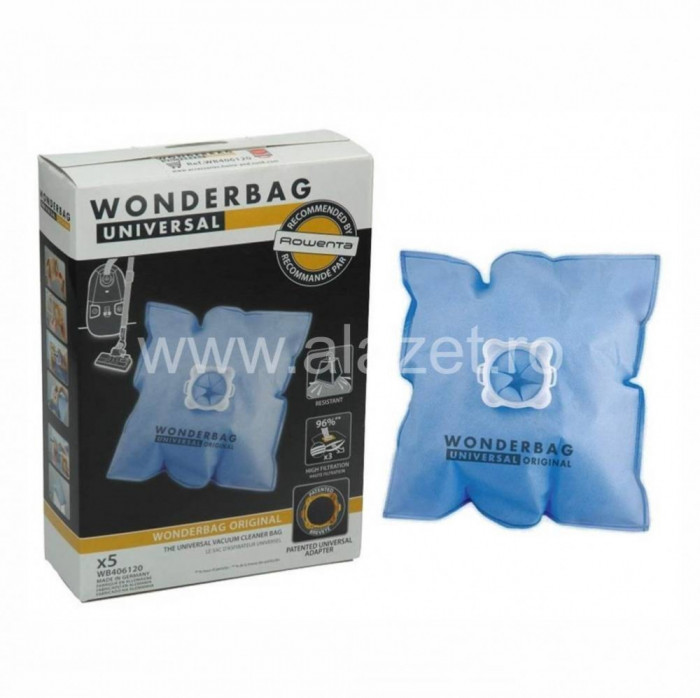 Set 5 saci microfibra Wonderbag pentru aspirator Rowenta, Moulinex si Tefal