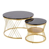 Set modern de măsuțe nesting, 2 piese, 70x70x45 cm/45x45x40 cm, Negru
