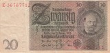 Bancnota Germania 20 Reichsmark 1929 - P181a VF ( vezi descriere )