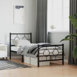 VidaXL Cadru pat metalic cu tăblii de cap/picioare, negru, 80x200 cm