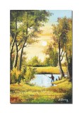 Cumpara ieftin Tablou pictat manual, Pescarul norocos, 60x40cm ulei pe panza, Constantin Feraru
