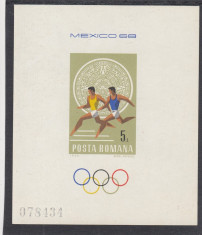 ROMANIA 1968 LP 681 OLIMPIADA MEXIC COLITA NEDANTELATA MNH foto