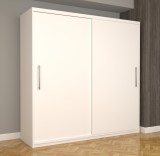 Dulap Dormitor Nova Eco 200 cm x 200 cm, fara oglinda, alb cu usi glisante albe