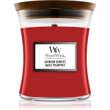 Woodwick Crimson Berries lum&acirc;nare parfumată cu fitil din lemn 85 g