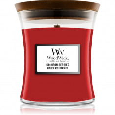 Woodwick Crimson Berries lumânare parfumată cu fitil din lemn 85 g
