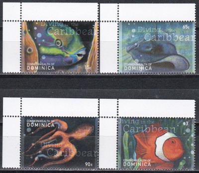 Dominica 2001 - Scufundări &amp;icirc;n Caraibe - Viața marină, MNH foto