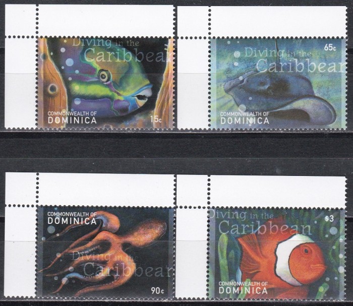 Dominica 2001 - Scufundări &icirc;n Caraibe - Viața marină, MNH