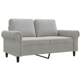 Cumpara ieftin Canapea cu 2 locuri, gri deschis, 120 cm, catifea