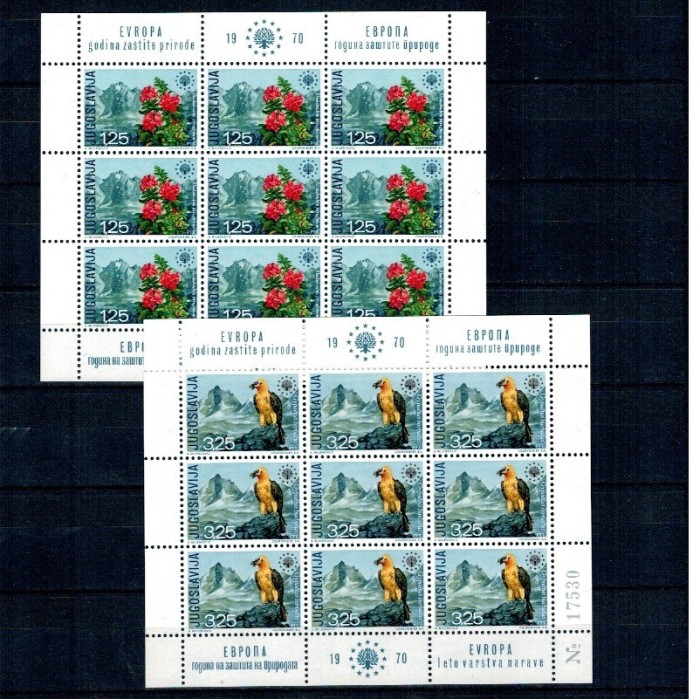 Iugoslavia 1970 - Conservarea naturii, fauna-flora, serie minicoli neuzate, cota mare
