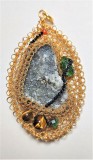 B103. Pandantiv dama, Comoara din Pestera, Pietre semipretioase, Auriu, 7cm, RavariuArt