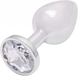 Dildo anal metalic Rosy S Silver with White diamond
