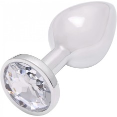 Dildo anal metalic Rosy S Silver with White diamond