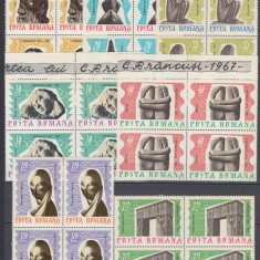 ROMANIA 1967 LP 645-10 ANI DE LA MOARTEA LUI BRANCUSI BLOCURI DE 4 TIMBRE MNH