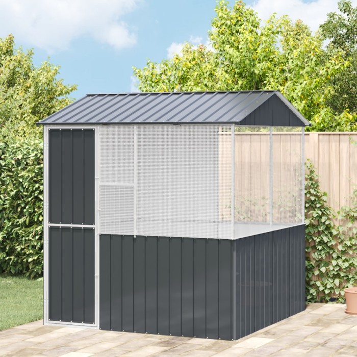 vidaXL Cușcă pentru păsări Antracit 215 x 209 x 230 cm Oțel galvanizat