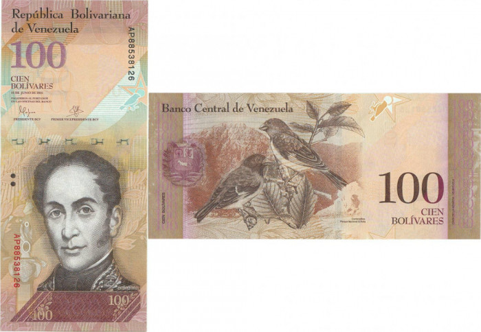 2015 (23 VI), 100 Bol&iacute;vares (P-93j) - Venezuela - stare UNC