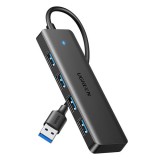 HUB extern Ugreen, &quot;CM219&quot; porturi USB: USB 3.0 x 4, conectare prin USB 3.0, aluminiu, lungime 15 cm, gri, &quot;25851&quot; (timbru verde 0.8 lei) -