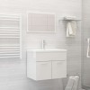 Set mobilier de baie, 2 piese, alb extralucios, PAL