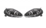 Set faruri Fiat Punto Grande (199) 09.2005-02.2012, partea Stanga+Dreapta, Tuning, Fata, cu lumina de parcare LED; tip bec H1+H1; manual; negru, tran, Rapid