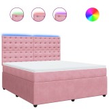 Cumpara ieftin Pat box spring cu saltea, roz, 180x200 cm, catifea