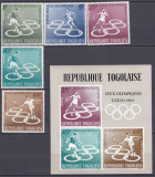 DB1 Olimpiada Tokyo 1964 Togo 5 v. + SS MNH