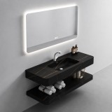 Set mobilier baie KRISS 60 cm, 3 piese, cu oglinda LED touch, negru