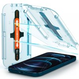 Cumpara ieftin Set 2 Folii Protectie Spigen Glas.TR EZ FIT Apple iPhone 12 Pro Max, Sticla Securizata 9H, Transparenta, Antishock
